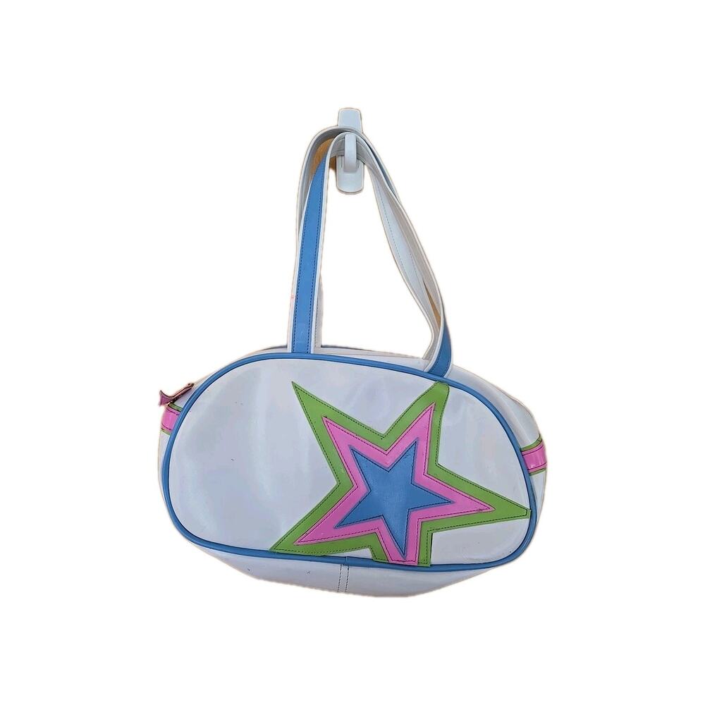 Vintage Addicted Pink White Star Shoulder Bag Handbag Purse Faux Leather 13x7